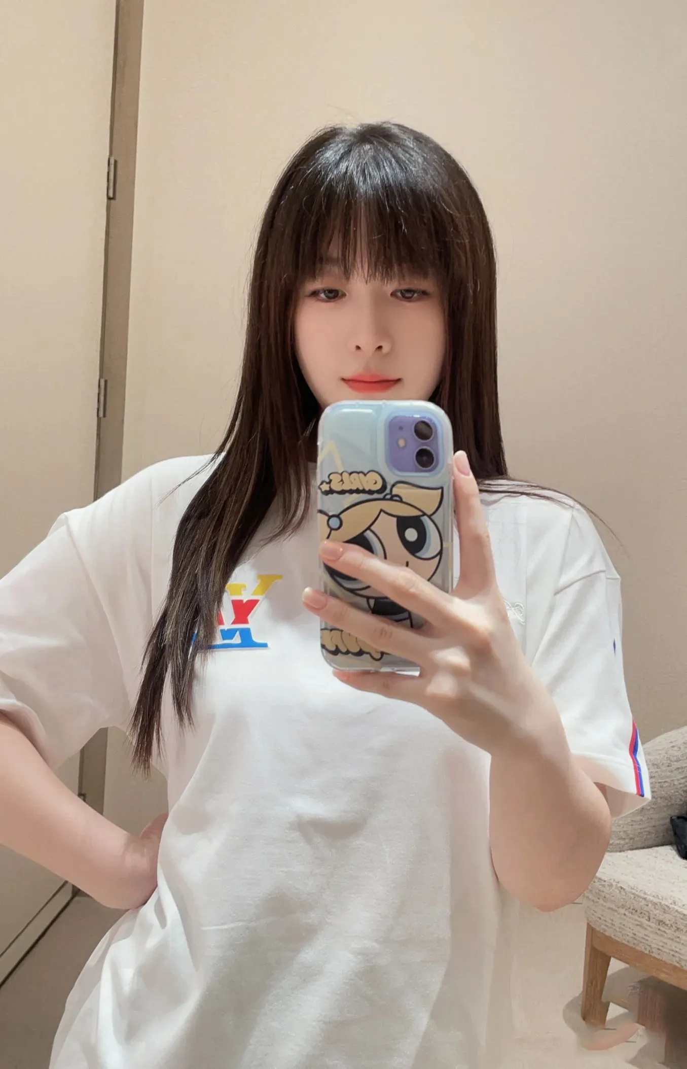 Louis Vuitton/Louis Vuitton colorful spelling embroidered round neck short sleeves